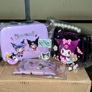 Kuromi Themed Bag, Make up bag and Accessories Set